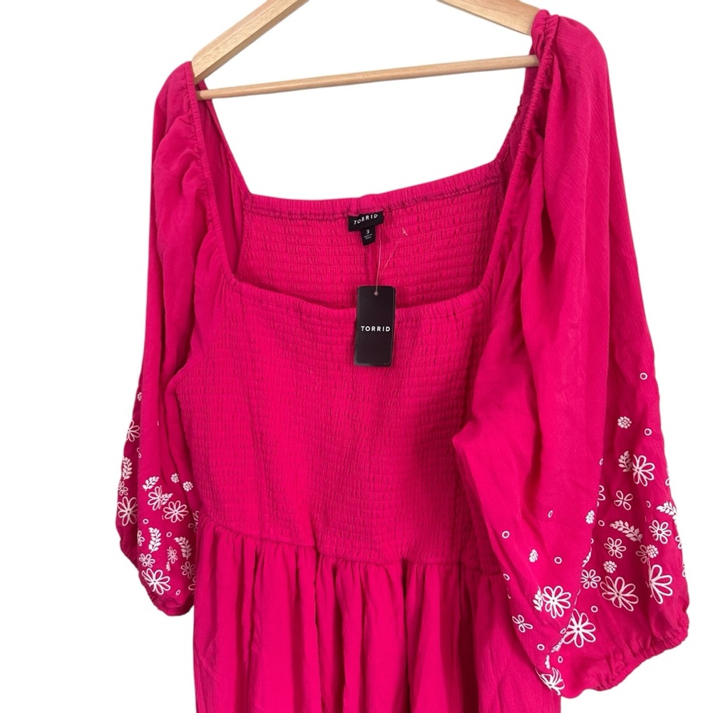 Torrid Mini Crinkle Gauze Blouson Sleeve Dress Size 3X NWT - Picture 4 of 7